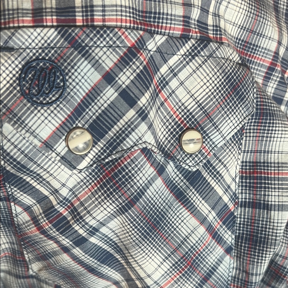 Wrangler Retro Casual Blue Plaid Button-Down Shirt for Men Size XXL - Picture 7 of 10